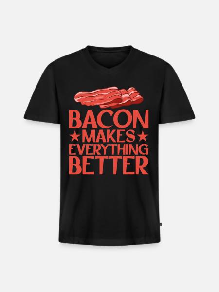 Bacon Makes Everything Better 13 - Men's Premium Organic T-shirt with V-neck - black