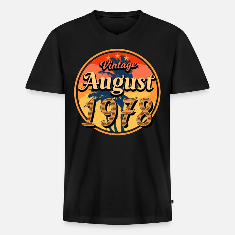 Baujahr 1978 Im August - Männer Premium Bio T-Shirt mit V-Ausschnitt - Schwarz