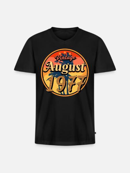 Baujahr 1977 Im August - Männer Premium Bio T-Shirt mit V-Ausschnitt - Schwarz
