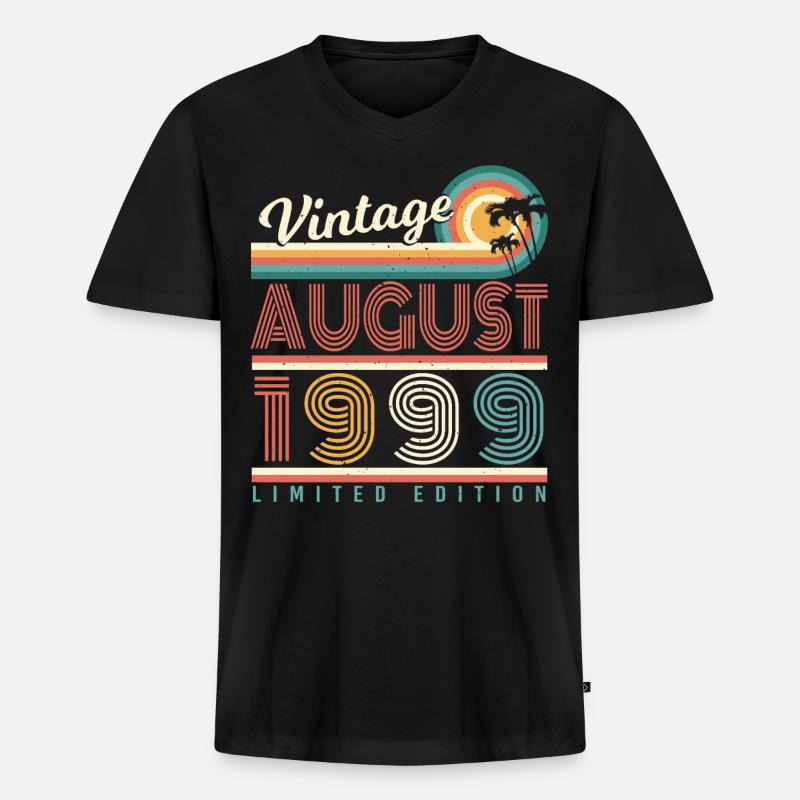 Geburtsmonat August 1999 - Männer Premium Bio T-Shirt mit V-Ausschnitt - Schwarz