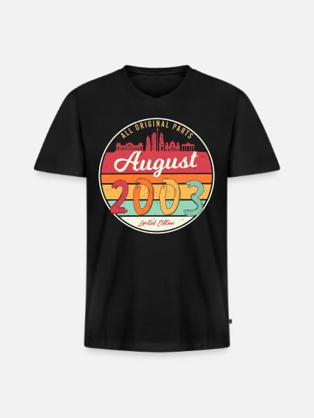 Né en août 2003 - T-shirt encolure en V Premium bio Homme - noir