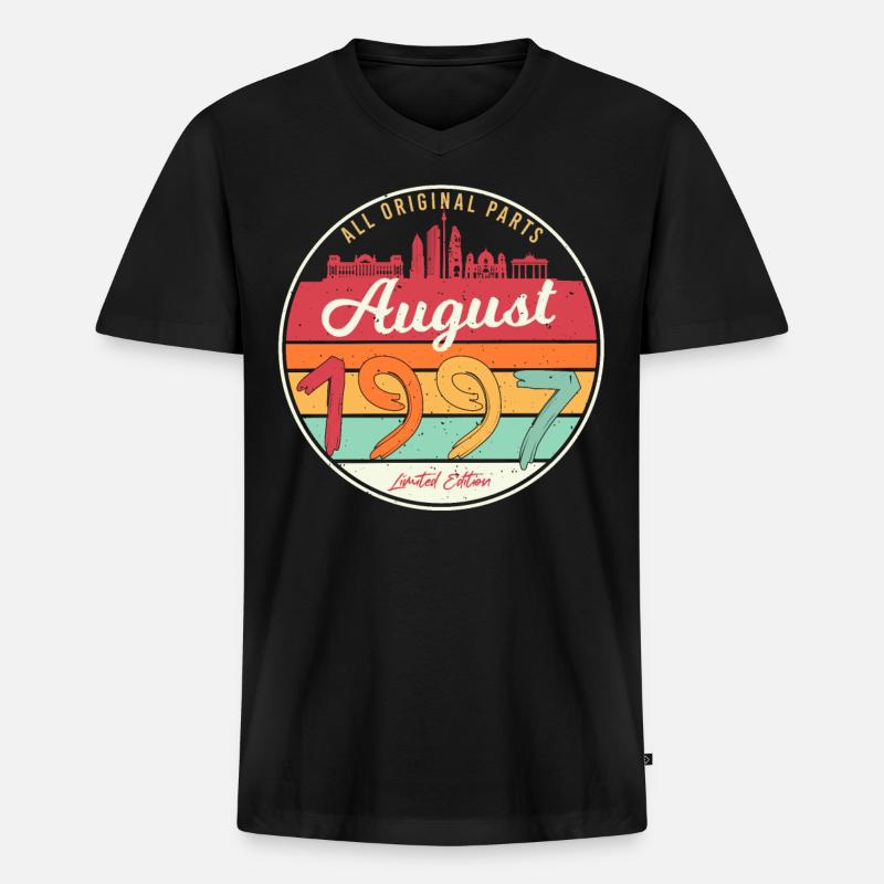 Geboren August 1997 - Männer Premium Bio T-Shirt mit V-Ausschnitt - Schwarz