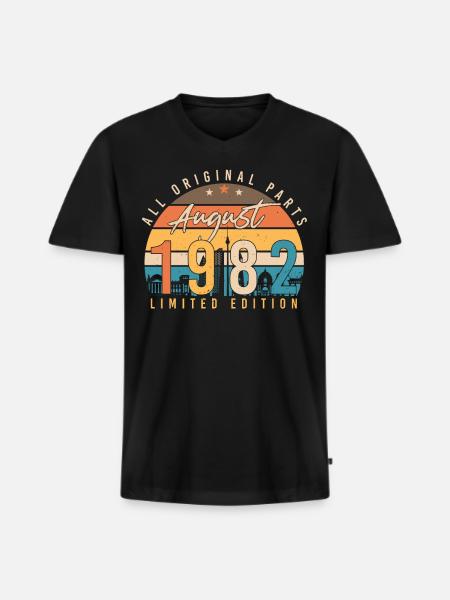 40e anniversaire août 1982 - T-shirt encolure en V Premium bio Homme - noir