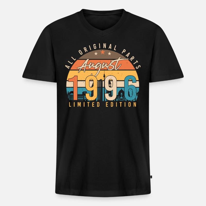 1996 August Geschenkidee - Männer Premium Bio T-Shirt mit V-Ausschnitt - Schwarz