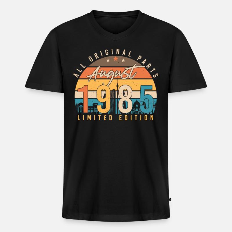 Baujahr 1985 Im August - Männer Premium Bio T-Shirt mit V-Ausschnitt - Schwarz