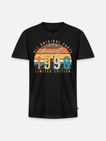 1998 August Gift Idea - Men's Premium Organic T-shirt with V-neck - black