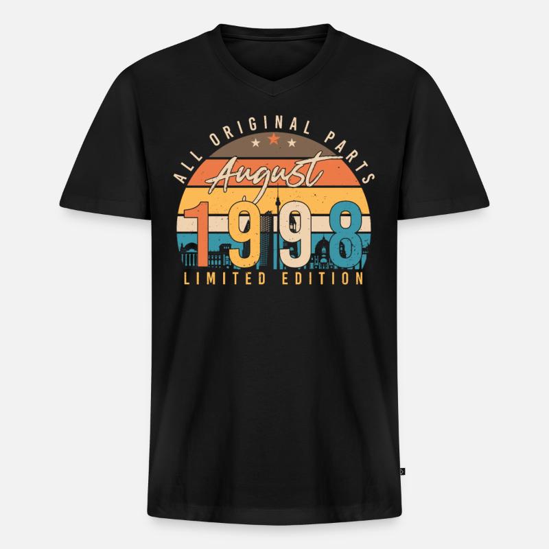 1998 August Geschenkidee - Männer Premium Bio T-Shirt mit V-Ausschnitt - Schwarz