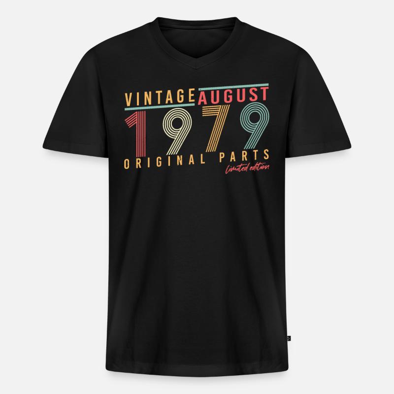 August 1979 Limitierte Edition - Männer Premium Bio T-Shirt mit V-Ausschnitt - Schwarz