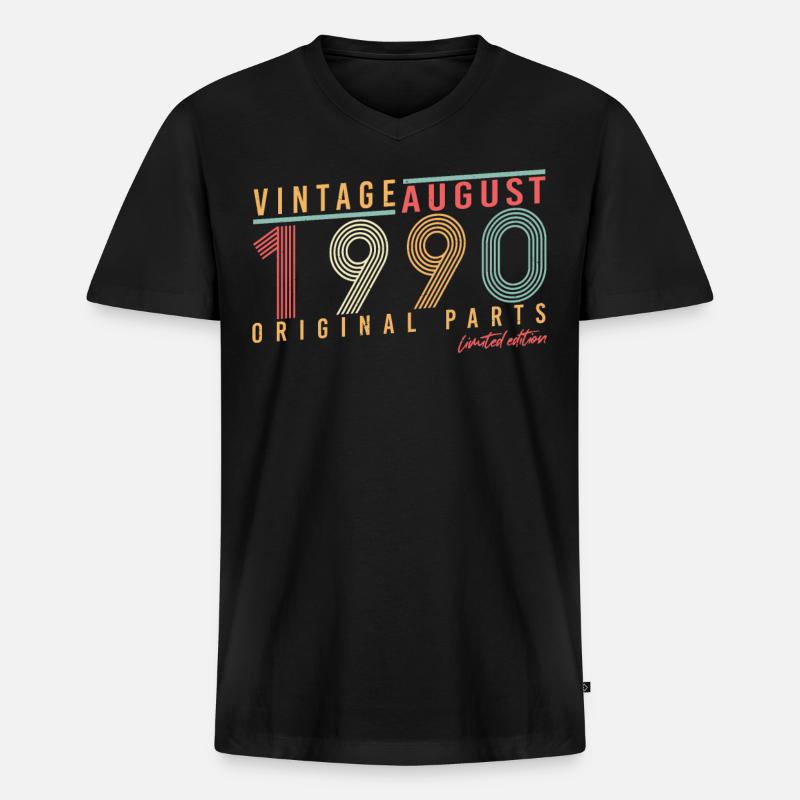 August 1990 Geschenkidee - Männer Premium Bio T-Shirt mit V-Ausschnitt - Schwarz