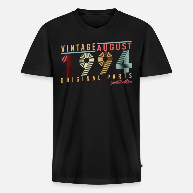 August 1994 Geschenkidee - Männer Premium Bio T-Shirt mit V-Ausschnitt - Schwarz
