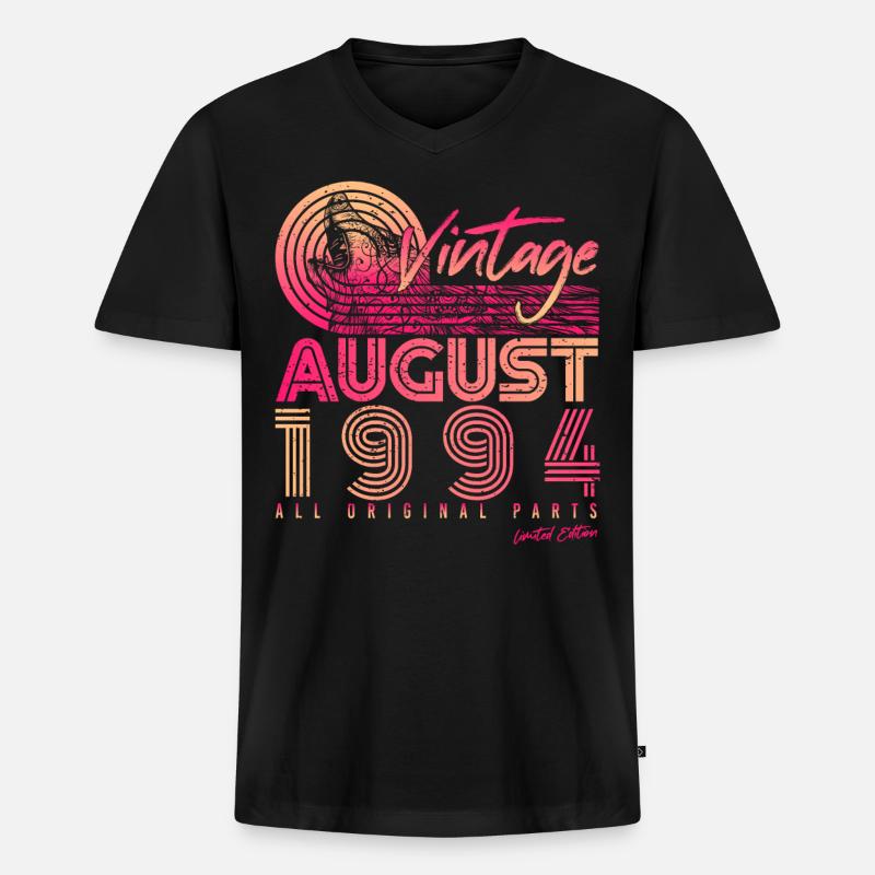 1994 Im August Geboren - Männer Premium Bio T-Shirt mit V-Ausschnitt - Schwarz