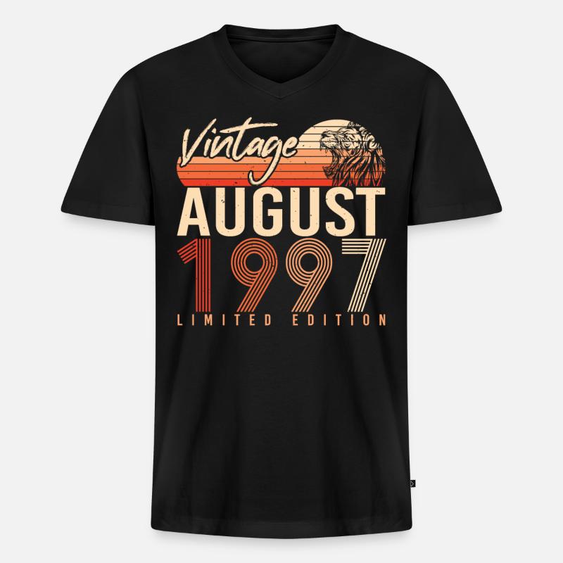 Geburtsmonat August 1997 - Männer Premium Bio T-Shirt mit V-Ausschnitt - Schwarz