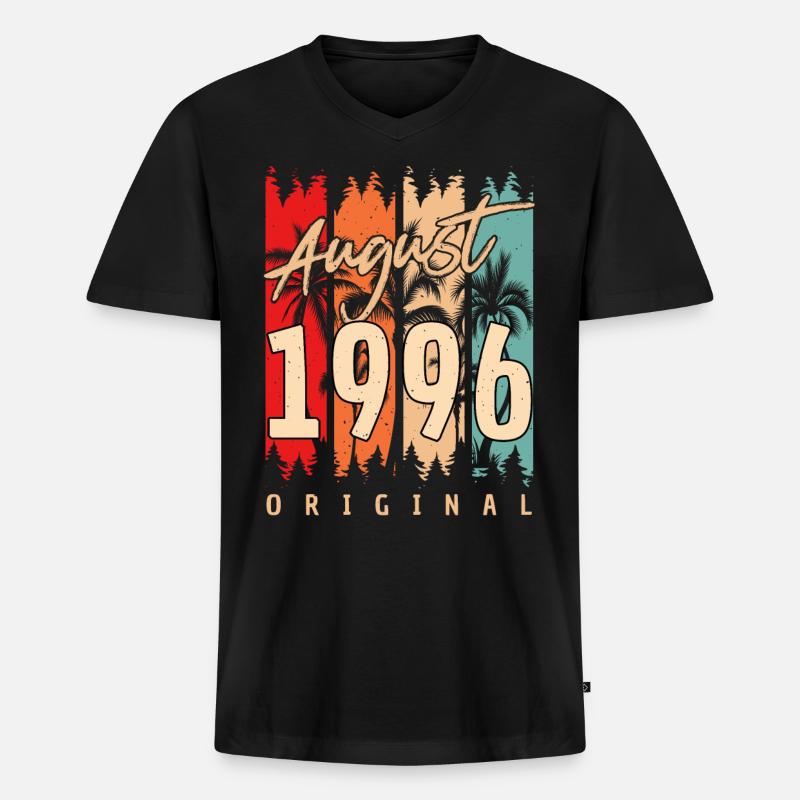 Geboren Im August 1996 - Männer Premium Bio T-Shirt mit V-Ausschnitt - Schwarz