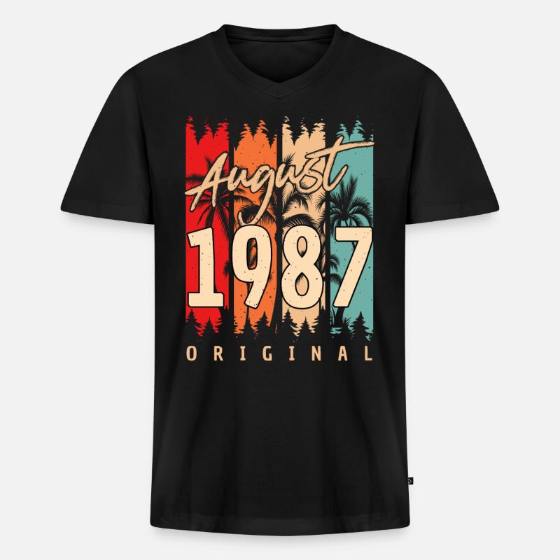 Geschenkidee Für August 1987 - Männer Premium Bio T-Shirt mit V-Ausschnitt - Schwarz