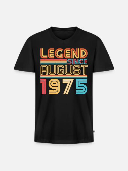 August 1975 Geschenkidee - Männer Premium Bio T-Shirt mit V-Ausschnitt - Schwarz