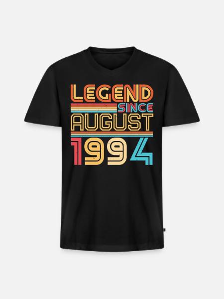 Millésime d’août 1994 - T-shirt encolure en V Premium bio Homme - noir