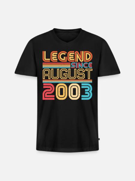 Né en août 2003 - T-shirt encolure en V Premium bio Homme - noir