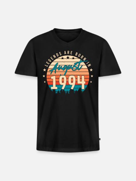 1994 August Geschenkidee - Männer Premium Bio T-Shirt mit V-Ausschnitt - Schwarz