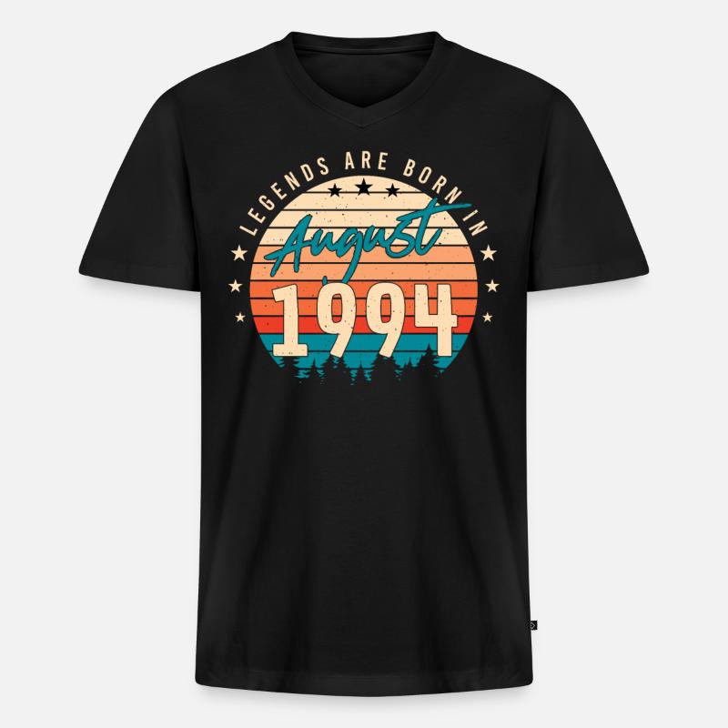 1994 August Geschenkidee - Männer Premium Bio T-Shirt mit V-Ausschnitt - Schwarz