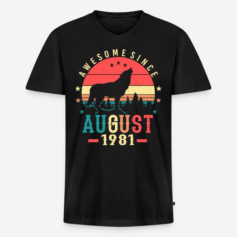 Geburtsmonat August 1981 - Männer Premium Bio T-Shirt mit V-Ausschnitt - Schwarz