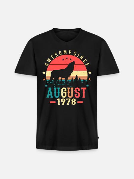 Geburtsmonat August 1978 - Männer Premium Bio T-Shirt mit V-Ausschnitt - Schwarz