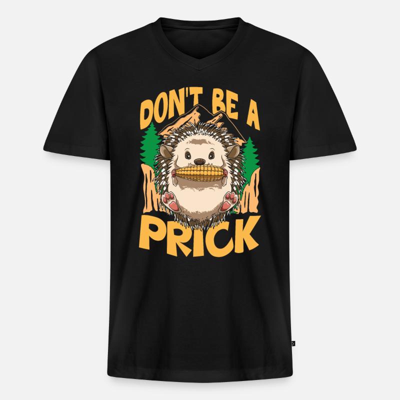 Igel knabbert Mais Maiskolben - Männer Premium Bio T-Shirt mit V-Ausschnitt - Schwarz