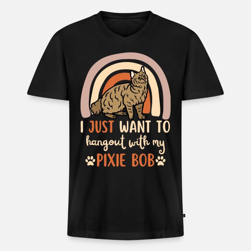Mignon Pixie Bob Cat - T-shirt encolure en V Premium bio Homme - noir