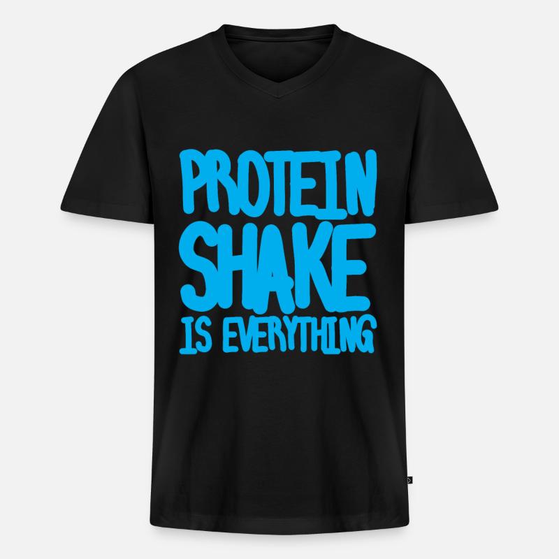 Protein Shake Is Everything - Männer Premium Bio T-Shirt mit V-Ausschnitt - Schwarz