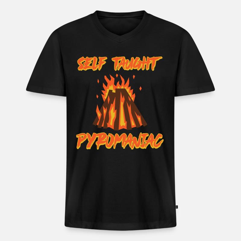 Self Taught Pyromaniac 9 - Männer Premium Bio T-Shirt mit V-Ausschnitt - Schwarz