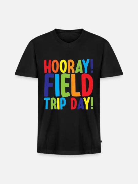 Hourra, journée d’excursion ! 3 - T-shirt encolure en V Premium bio Homme - noir