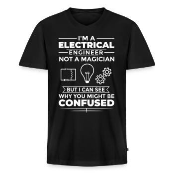 Elektrotechnik Ingenieur Forschung Entwicklung - Männer Premium Bio T-Shirt mit V-Ausschnitt - Schwarz - Vorne - Nico (187cm)