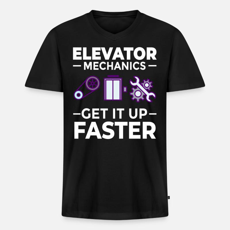 Technicien d’ascenseur Élévateur élévateur - T-shirt encolure en V Premium bio Homme - noir