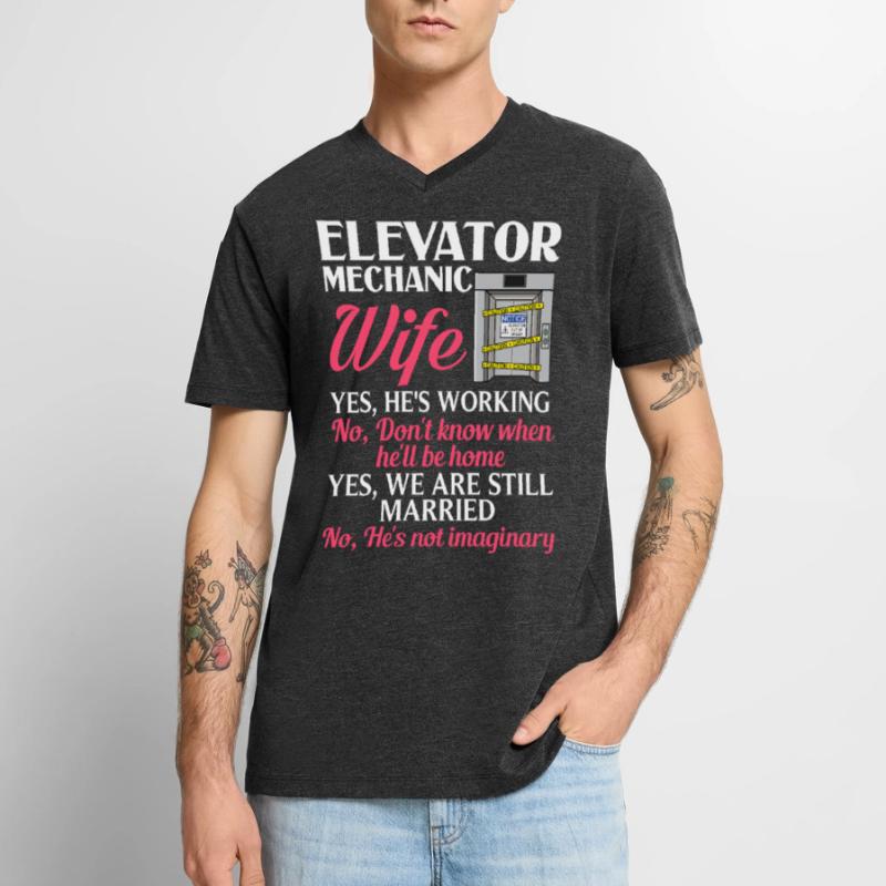 Elevator Elevator System Technician Woman Elevator Elevator Men's Premium Organic T-shirt with V-neck
