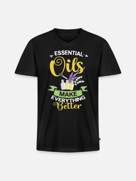 Essential Oil Diffuser Aromatherapy Plants - Men's Premium Organic T-shirt with V-neck - black