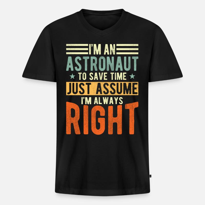 Astronaut - Männer Premium Bio T-Shirt mit V-Ausschnitt - Schwarz