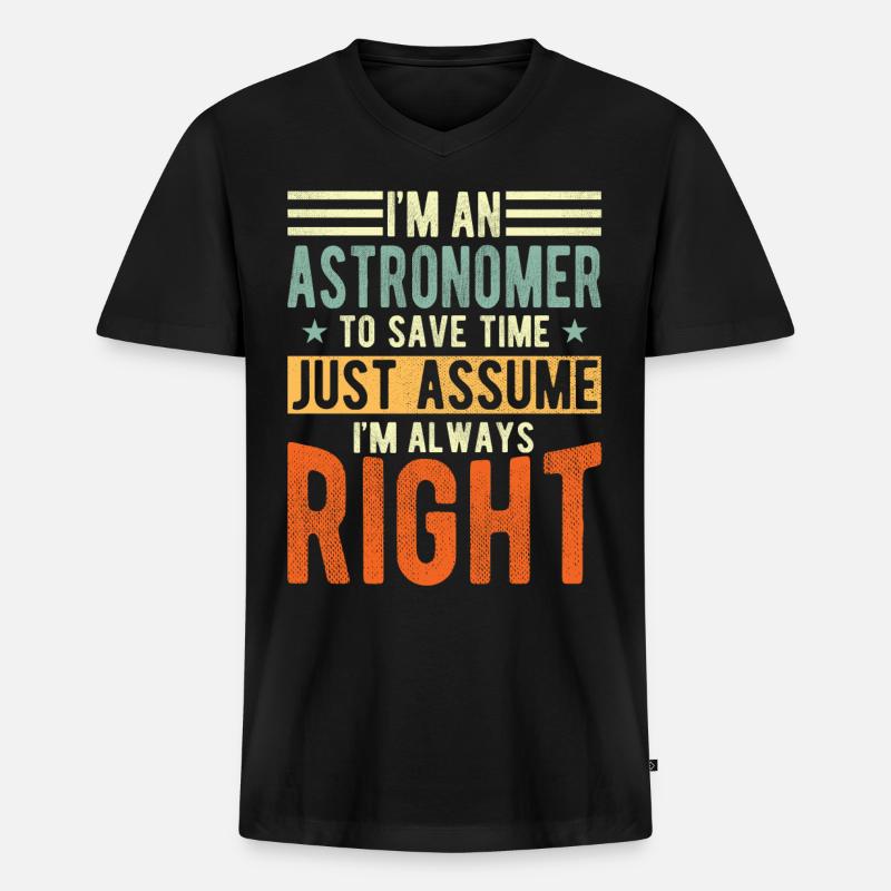 Astronom - Männer Premium Bio T-Shirt mit V-Ausschnitt - Schwarz
