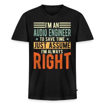 Ingénieur du son - T-shirt encolure en V Premium bio Homme - noir - Devant - Nico (187cm)