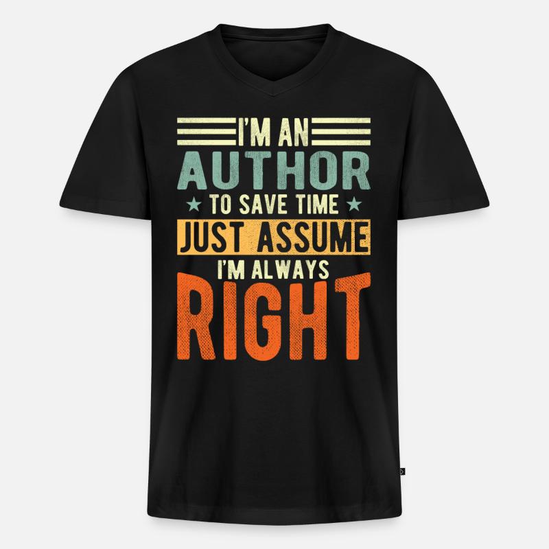 Autor - Männer Premium Bio T-Shirt mit V-Ausschnitt - Schwarz