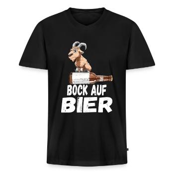 Bock auf Bier - Männer Premium Bio T-Shirt mit V-Ausschnitt - Schwarz - Vorne - Nico (187cm)