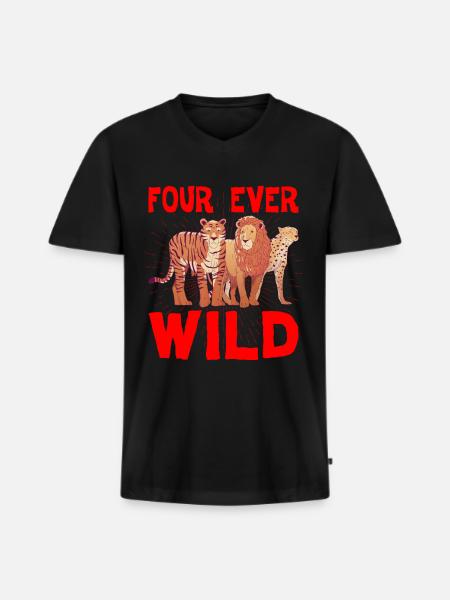 Four Ever Wild 40 - Männer Premium Bio T-Shirt mit V-Ausschnitt - Schwarz