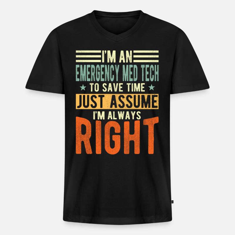 Emergency Med Tech - Männer Premium Bio T-Shirt mit V-Ausschnitt - Schwarz