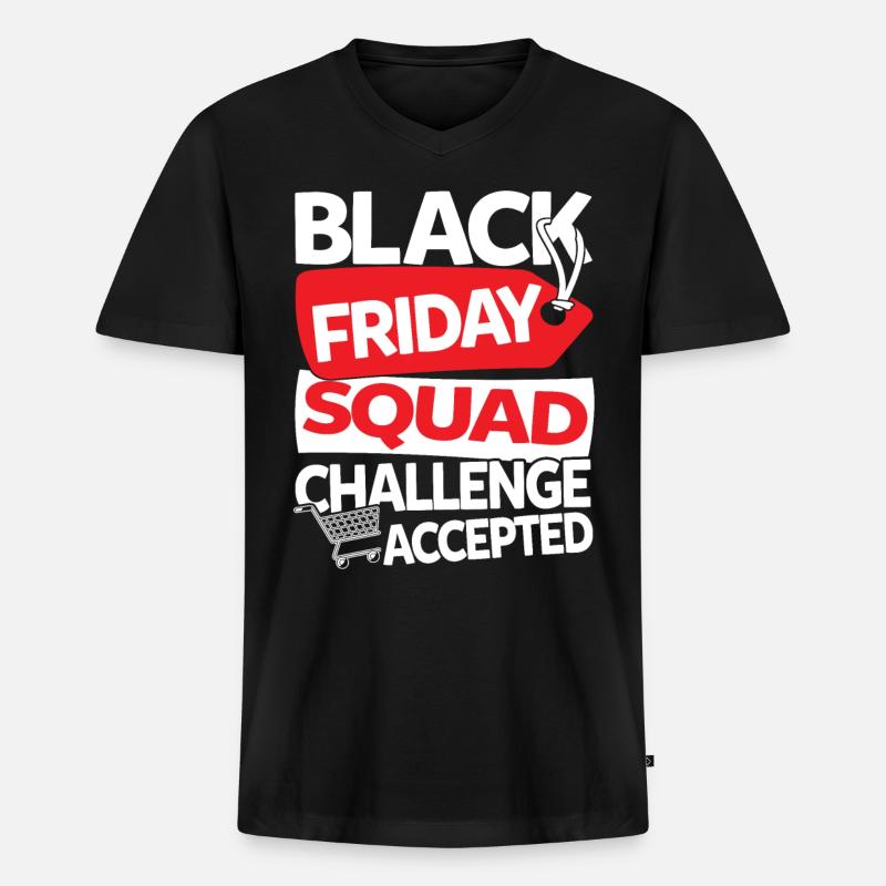 Black Friday Squad Challenge Accepted - Männer Premium Bio T-Shirt mit V-Ausschnitt - Schwarz