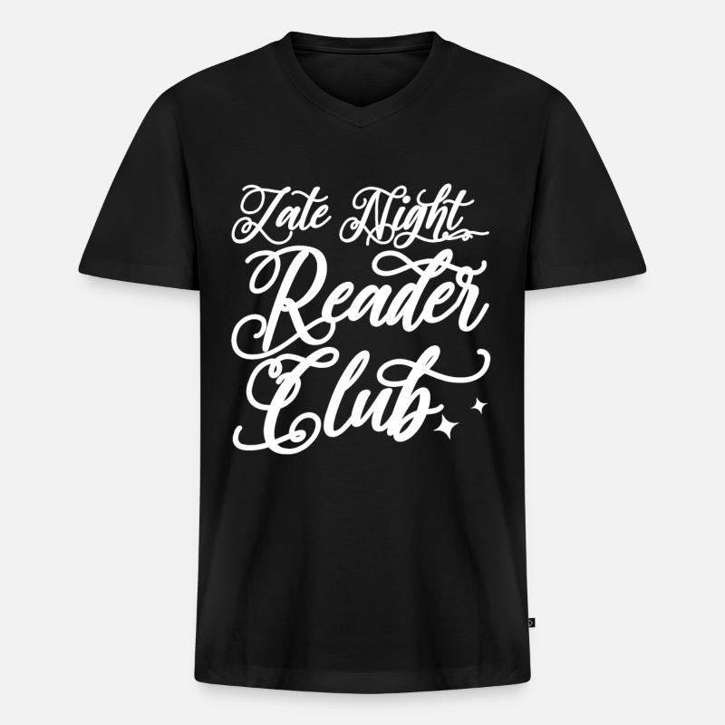 Late Night Reader Club - Männer Premium Bio T-Shirt mit V-Ausschnitt - Schwarz