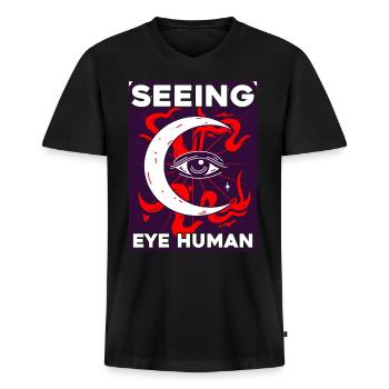 Seeing Eye Human 16 - Men's Premium Organic T-shirt with V-neck - black - Front - Nico (187cm)