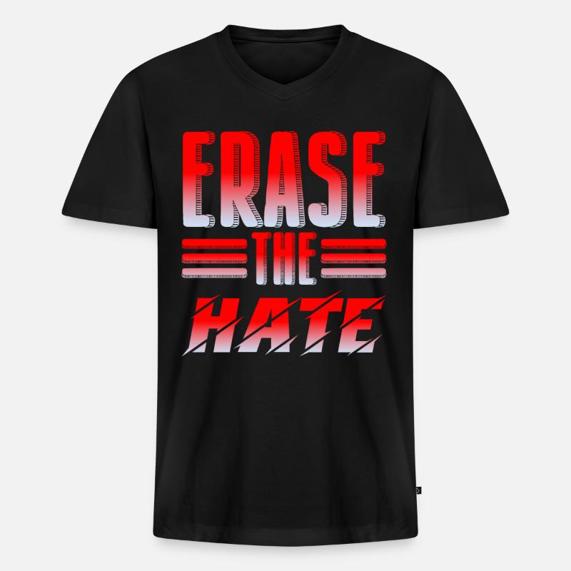 Erase the Hate 4 - Männer Premium Bio T-Shirt mit V-Ausschnitt - Schwarz