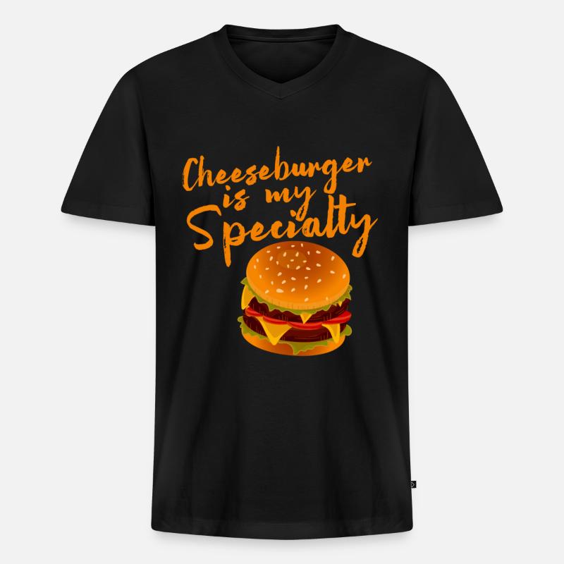 Cheeseburger Is My Specialty 4 - Männer Premium Bio T-Shirt mit V-Ausschnitt - Schwarz