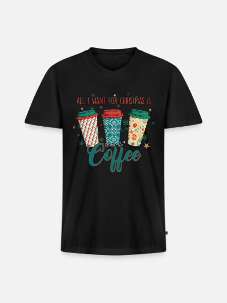 Kaffee Kaffeetrinker Geschenkidee - Männer Premium Bio T-Shirt mit V-Ausschnitt - Schwarz