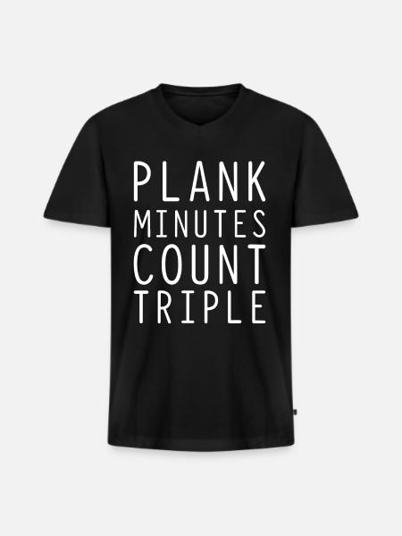 Plank Minutes Count Triple - Men's Premium Organic T-shirt with V-neck - black