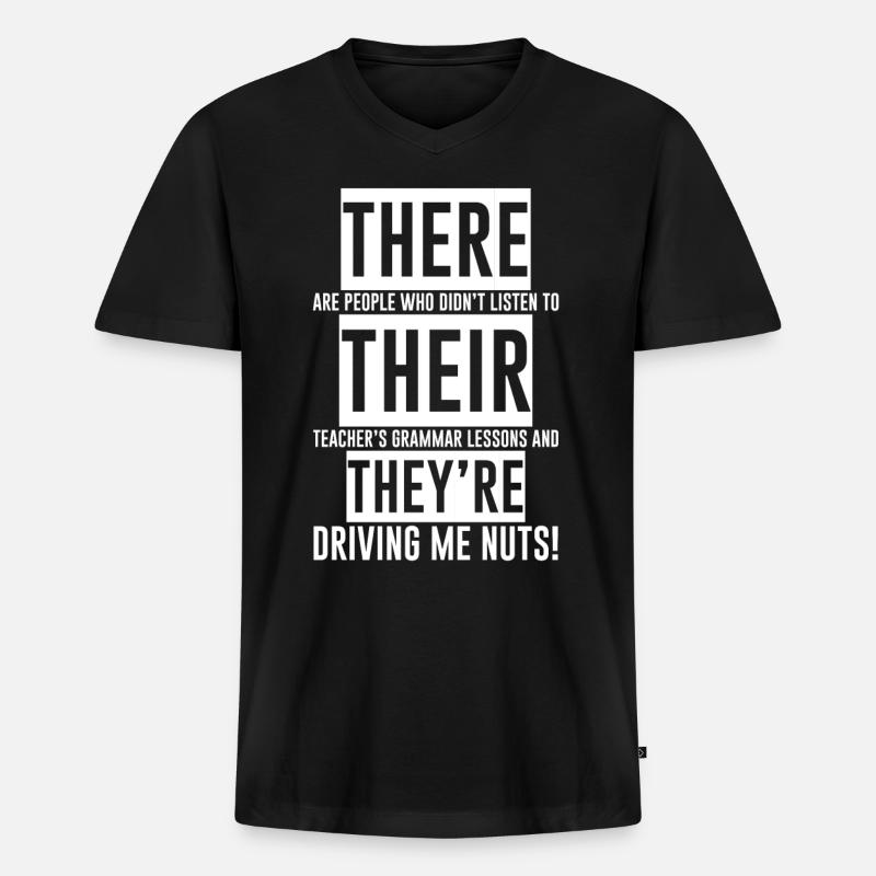 Là, ils sont - T-shirt encolure en V Premium bio Homme - noir