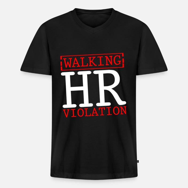 Walking Hr Violation - Männer Premium Bio T-Shirt mit V-Ausschnitt - Schwarz